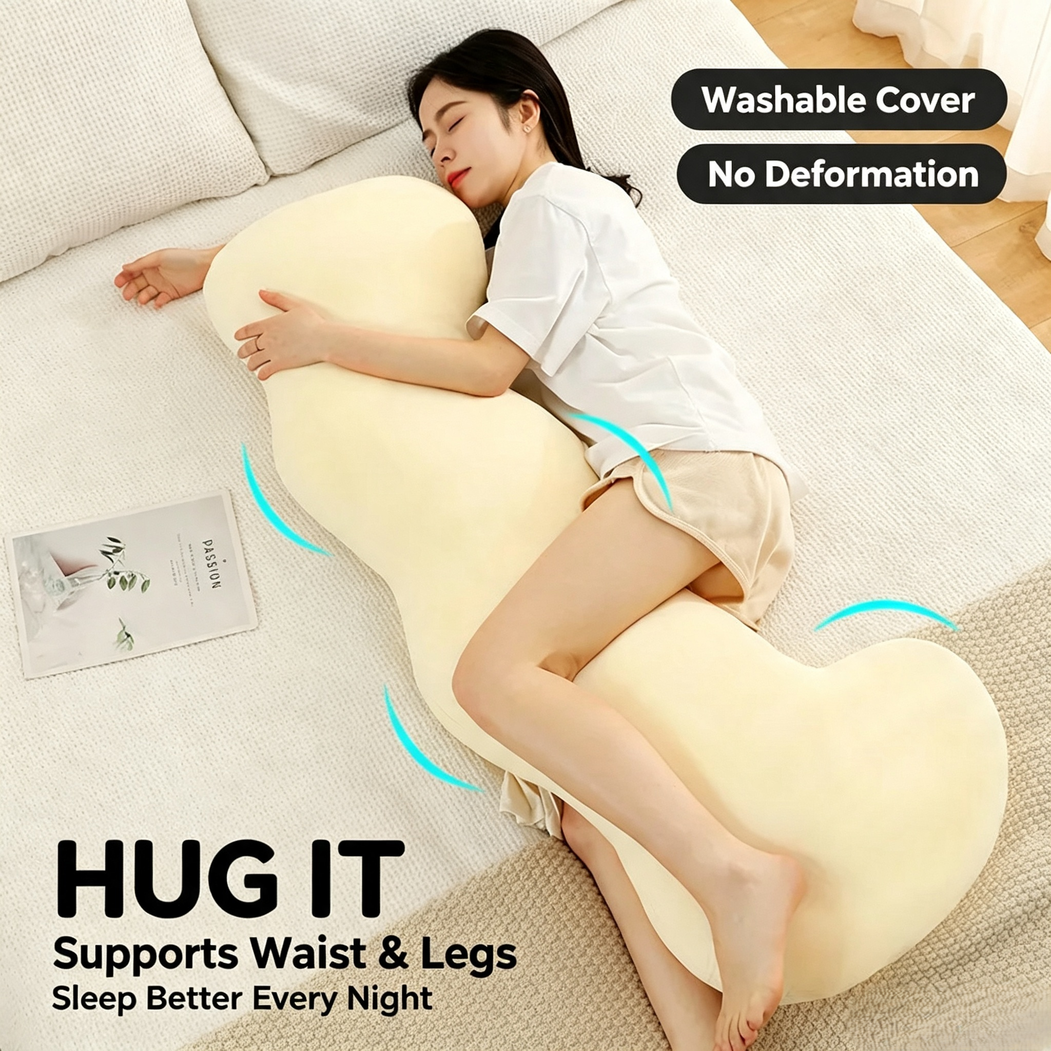 Ergonomic Dual Contour Design: The unique wavy shape perfectly hugs your natural body curves, providing targeted support exactly where you need it.