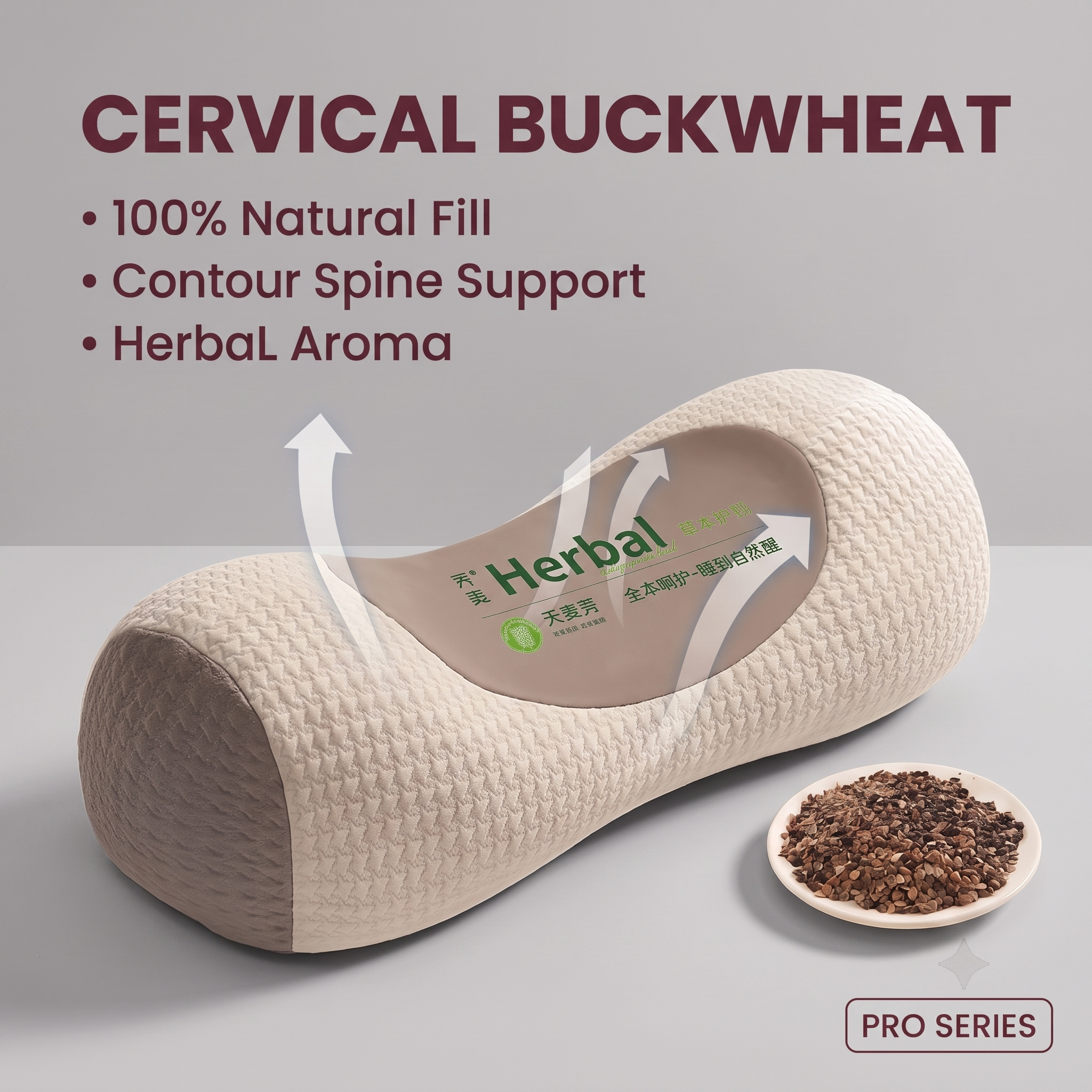 100% Natural Buckwheat Fill: Stuffed with premium bitter buckwheat for breathable, firm support that won't flatten out over time.