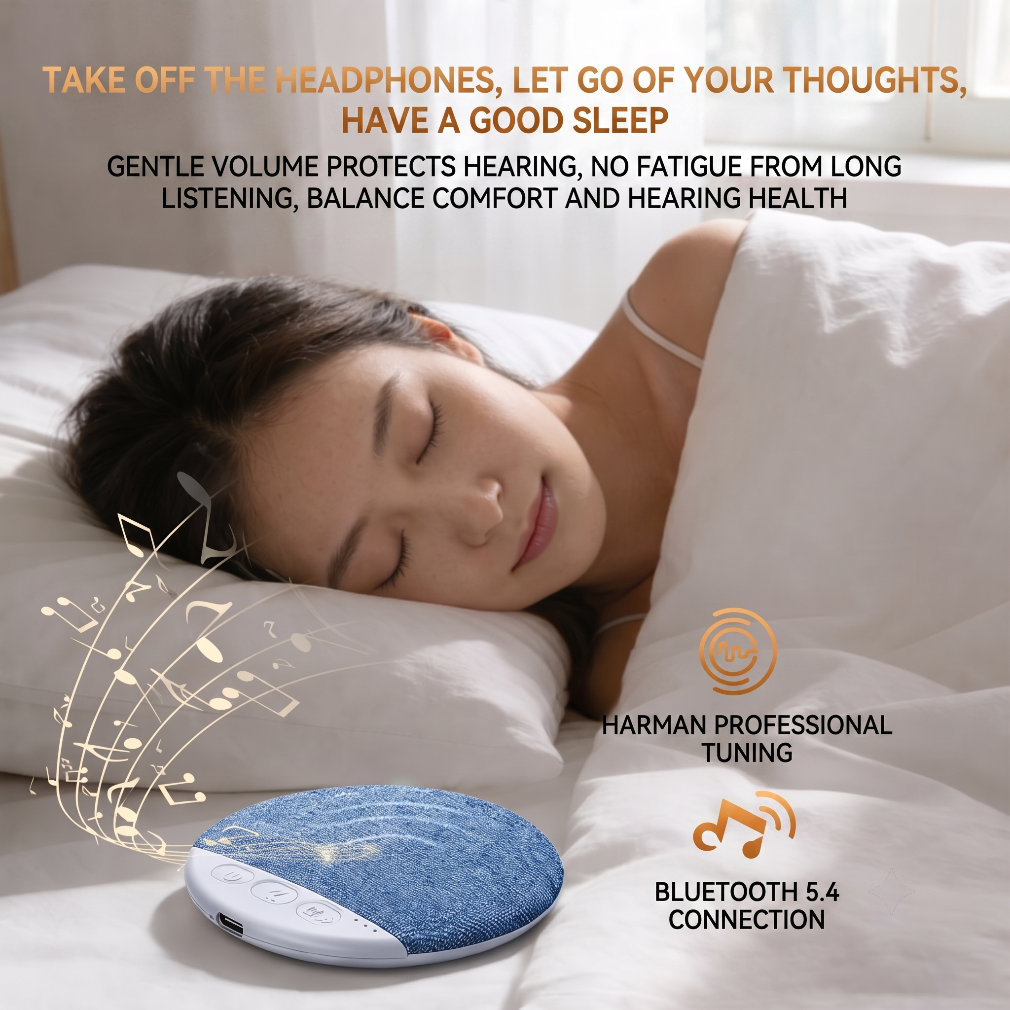 No Headphones Needed: Ditch the uncomfortable earbuds. Simply place it under your pillow to protect your hearing and sleep comfortably all night long.